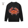 Autumn Winter Custom Logo Jacquard Cotton Wool Knitwear Custom Knit Mens Crew Sweater